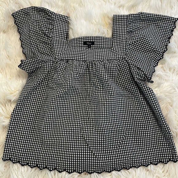 Rails Harley Shirt in Black & White Gingham w Flutter Sleeve - size Medium - EUC - Picture 4 of 16